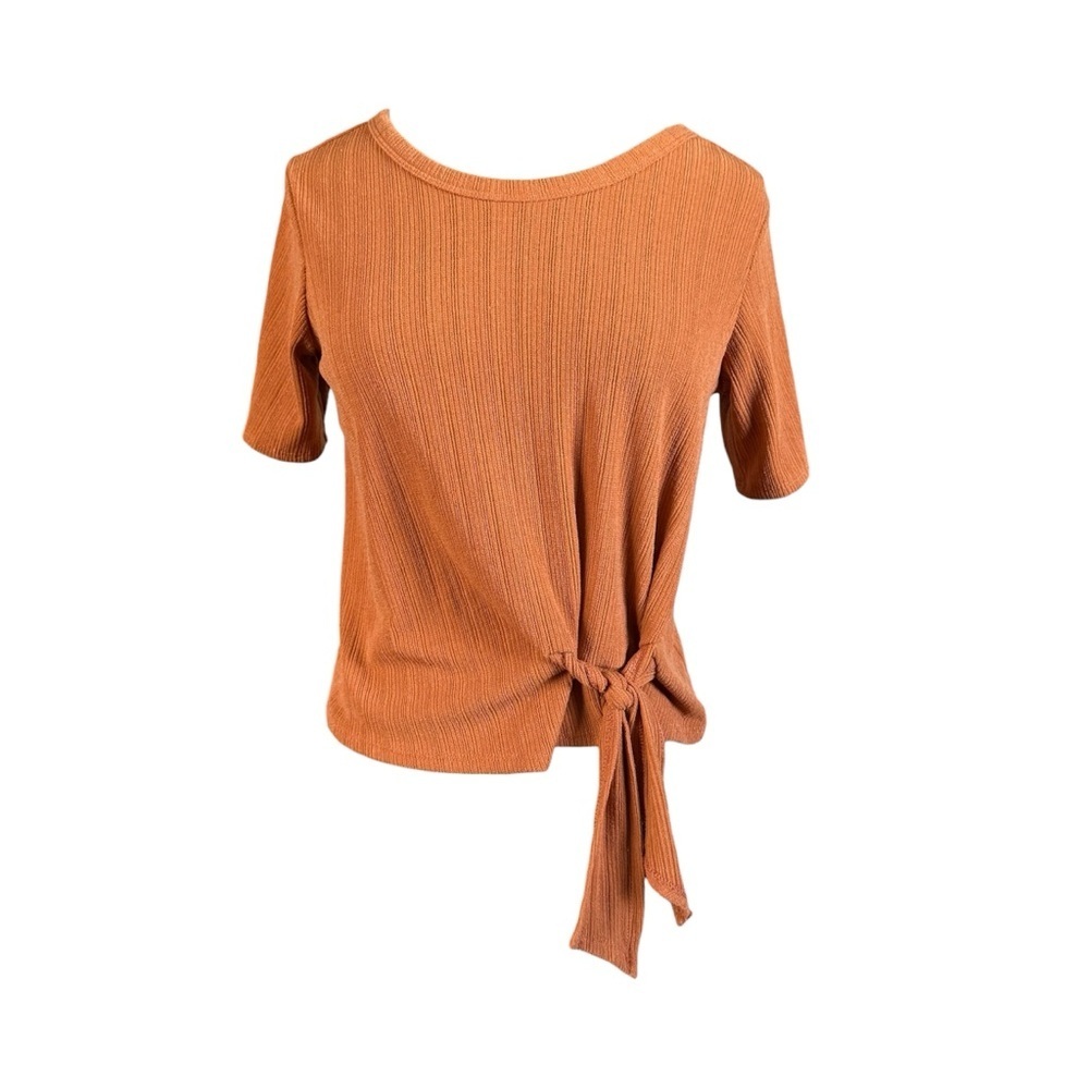 Sienna Sky Rust Short Sleeve Tie-Front Top. XS